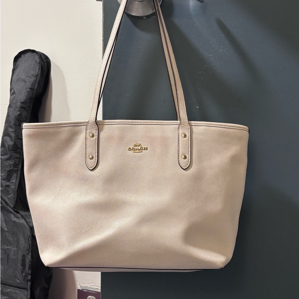 Coach Beige Leather Tote Bag